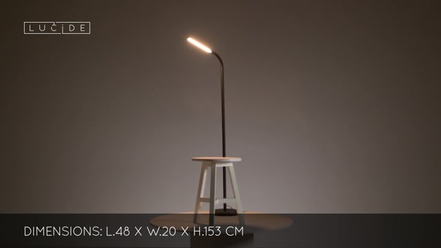 Stojací LED lampa Gilly černá, 5W, 2700K, 153cm