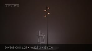 Stojací lampa Tycho černá, 4xG9, 154cm