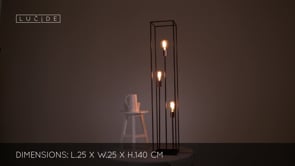 Stojací lampa Arthur, černá, 3xE27, 140cm