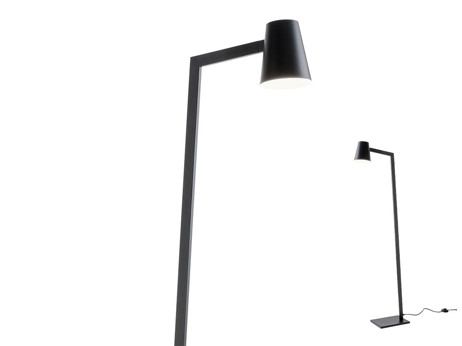 Stojací lampa Mingo matně černá, E27, 150cm