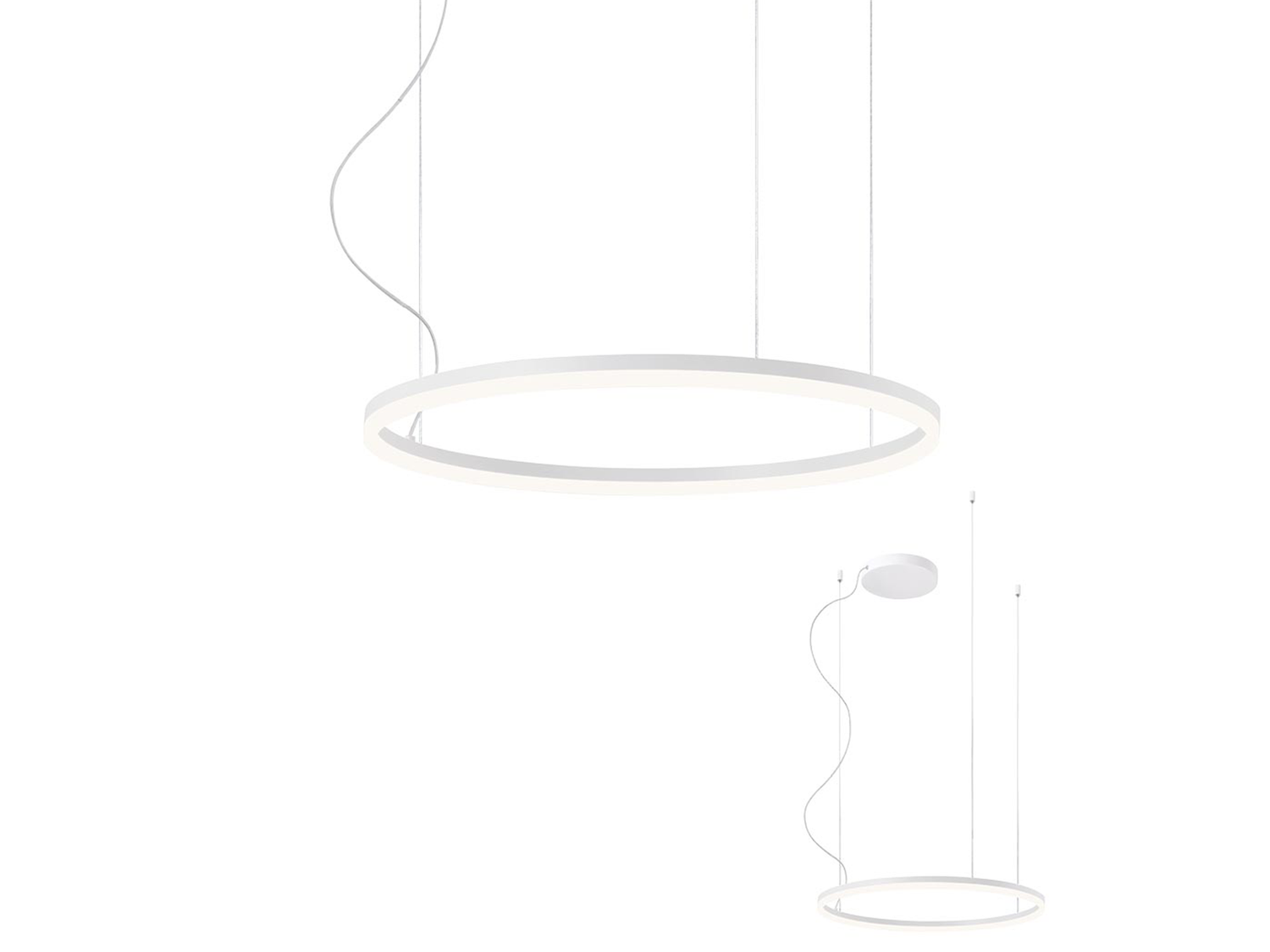 Závěsné LED stmívatelné svítidlo Orbit pískově bílá, 42W, 3000K, ø60cm