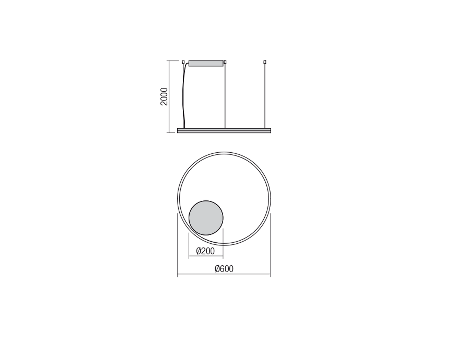 Závěsné LED stmívatelné svítidlo Orbit pískově bílá, 42W, 3000K, ø60cm