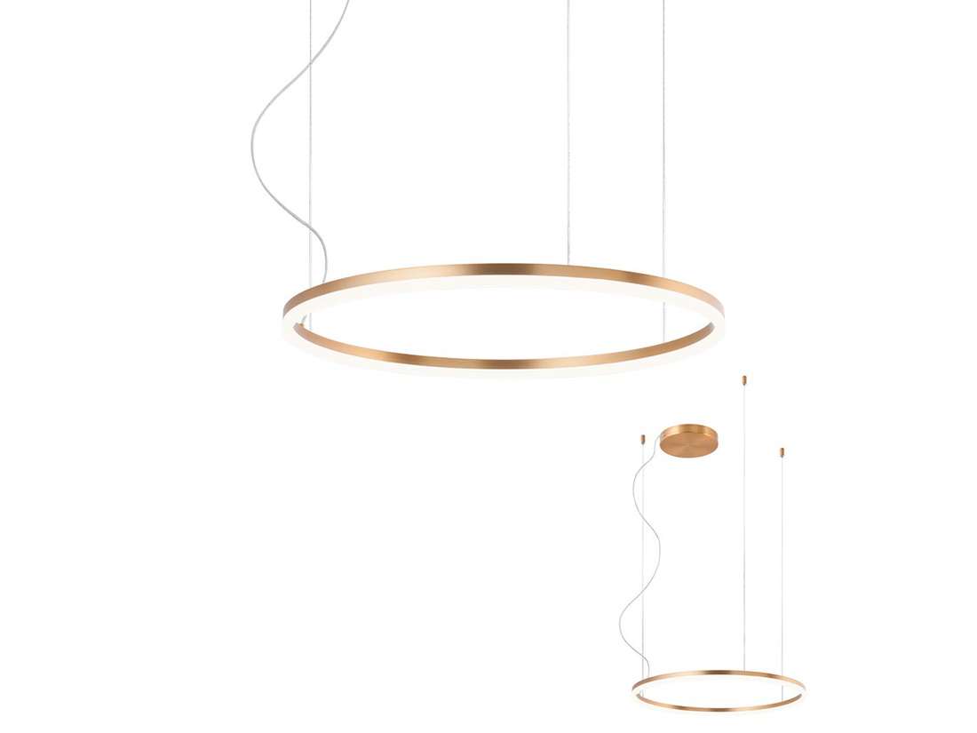 Závěsné LED stmívatelné svítidlo Orbit bronz, 42W, 3000K, ø60cm