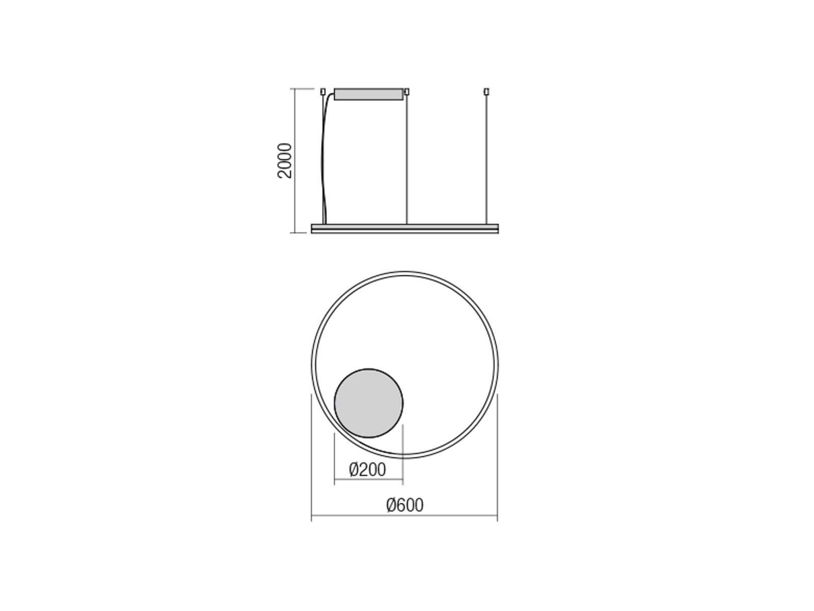 Závěsné LED stmívatelné svítidlo Orbit bronz, 42W, 3000K, ø60cm