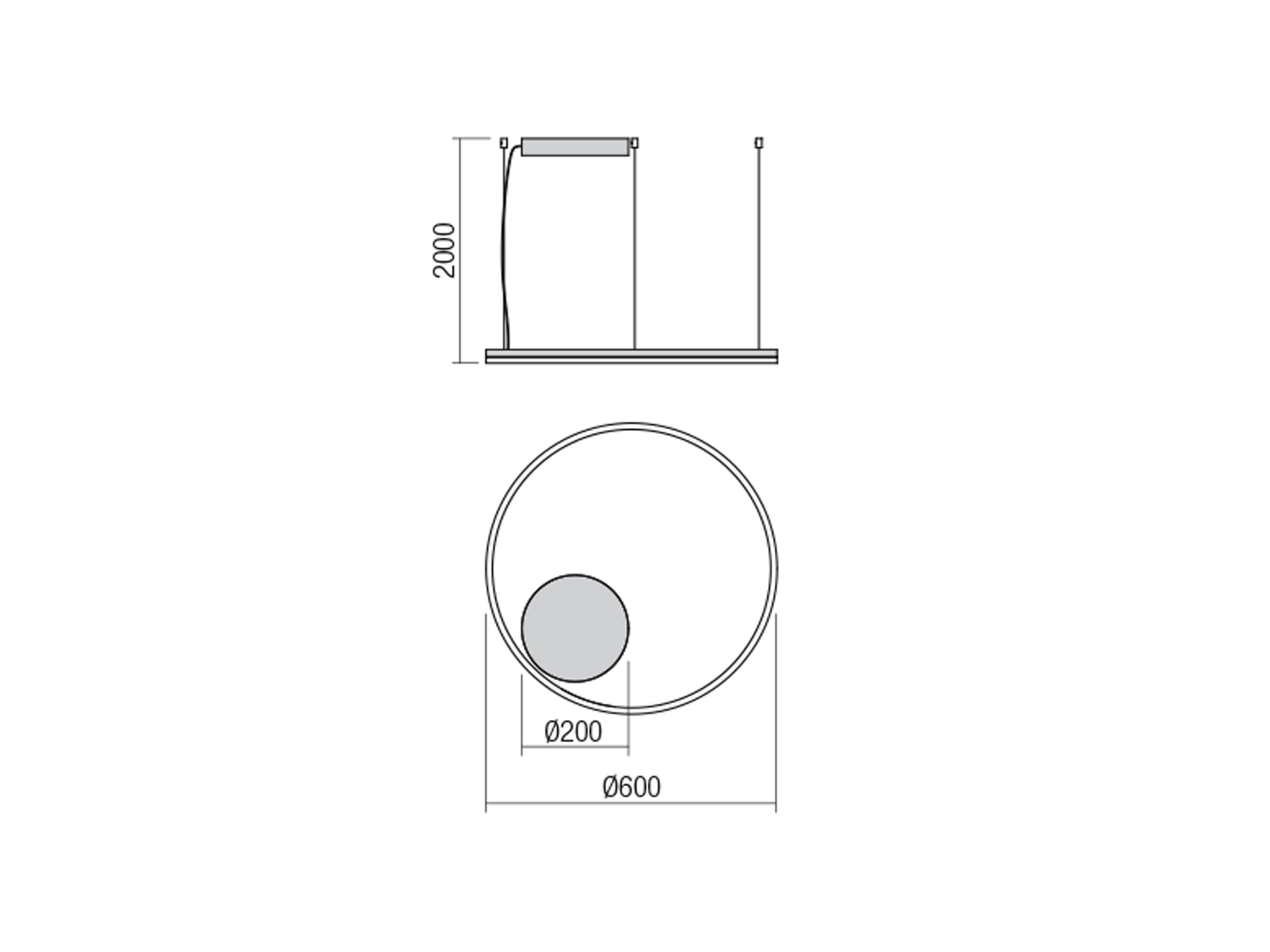 Závěsné LED stmívatelné svítidlo Orbit bronz, 42W, 4000K, ø60cm