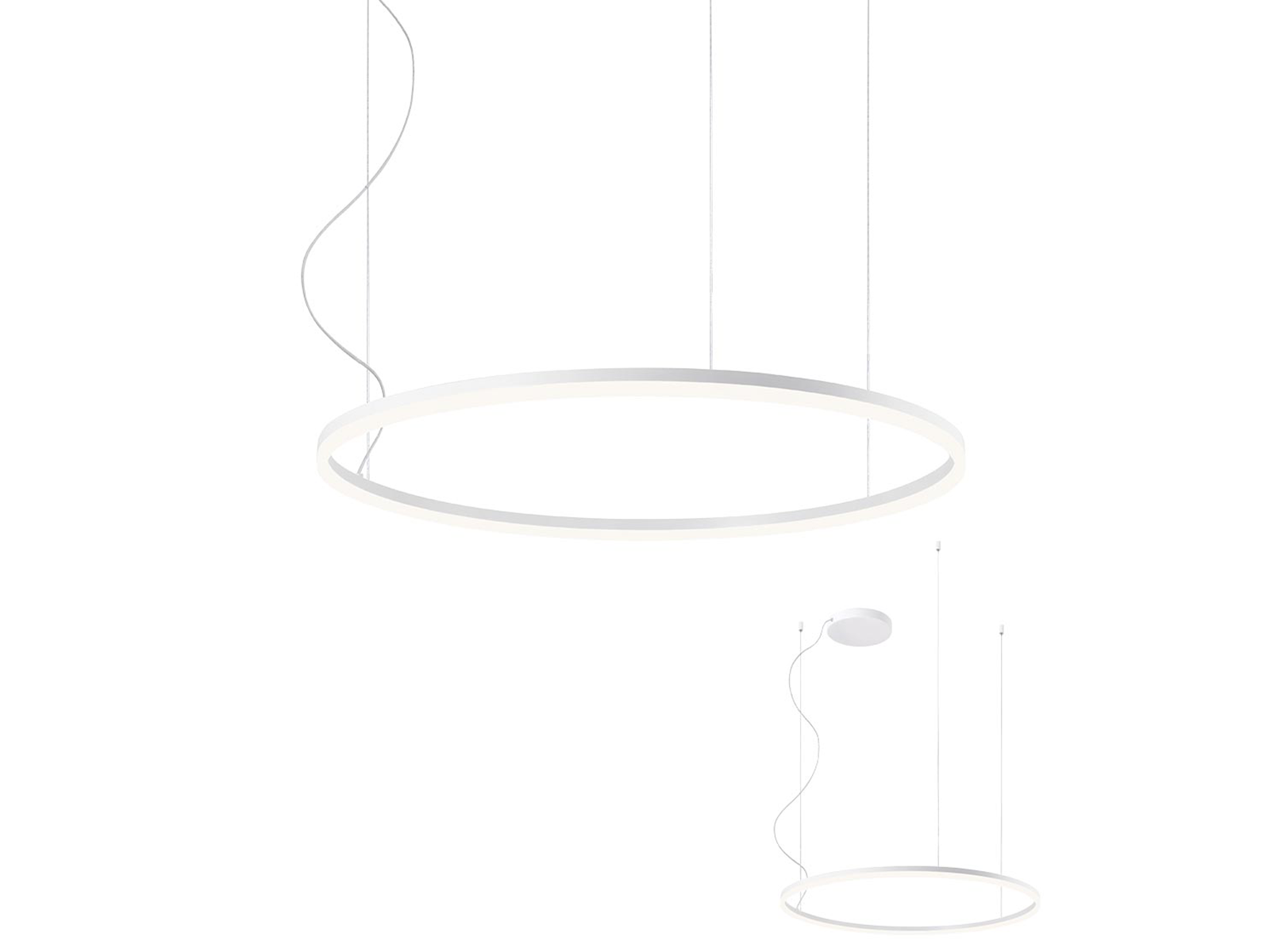 Závěsné LED stmívatelné svítidlo Orbit pískově bílá, 55W, 3000K, ø80cm