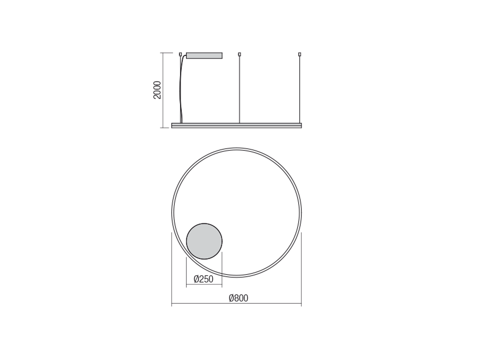 Závěsné LED stmívatelné svítidlo Orbit pískově bílá, 55W, 3000K, ø80cm