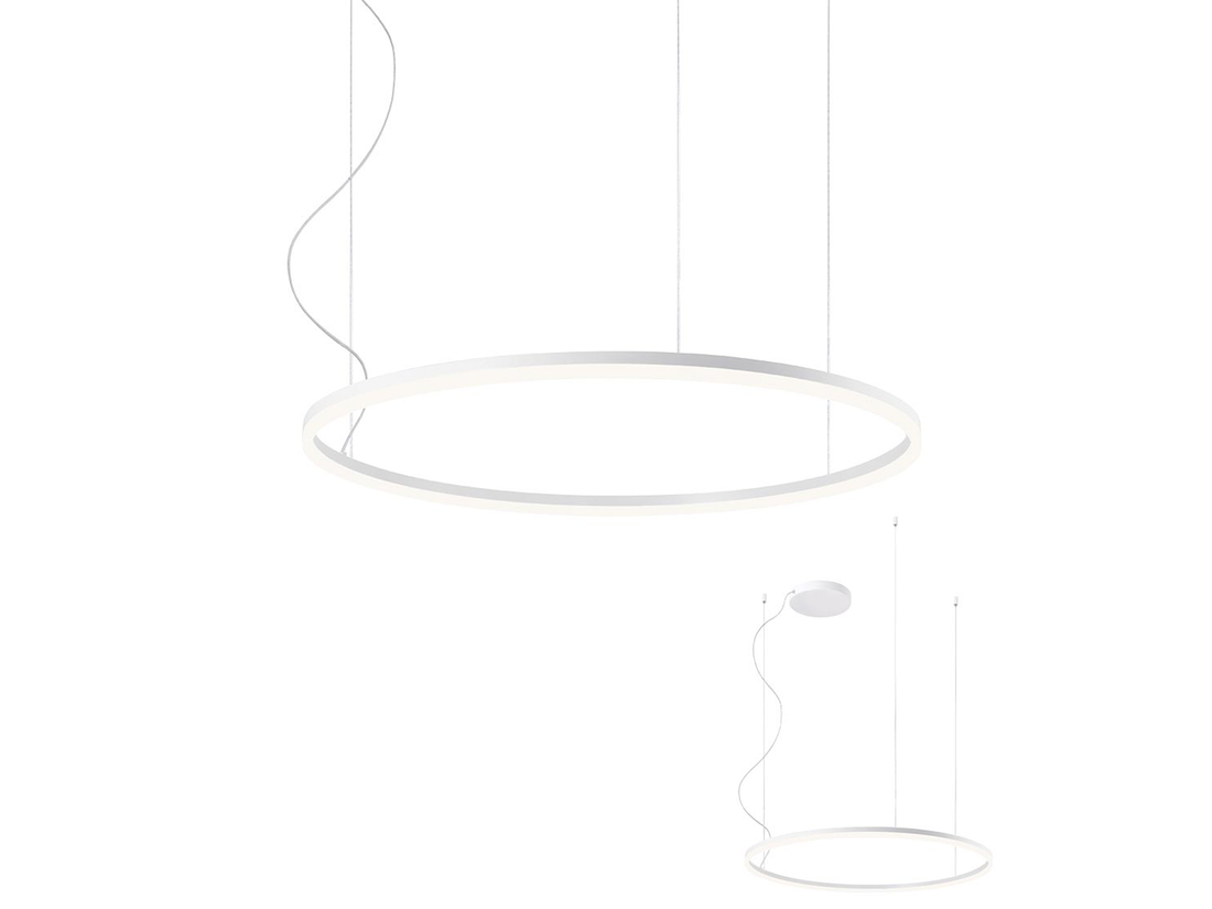 Závěsné LED stmívatelné svítidlo Orbit pískově bílá, 55W, 4000K, ø80cm