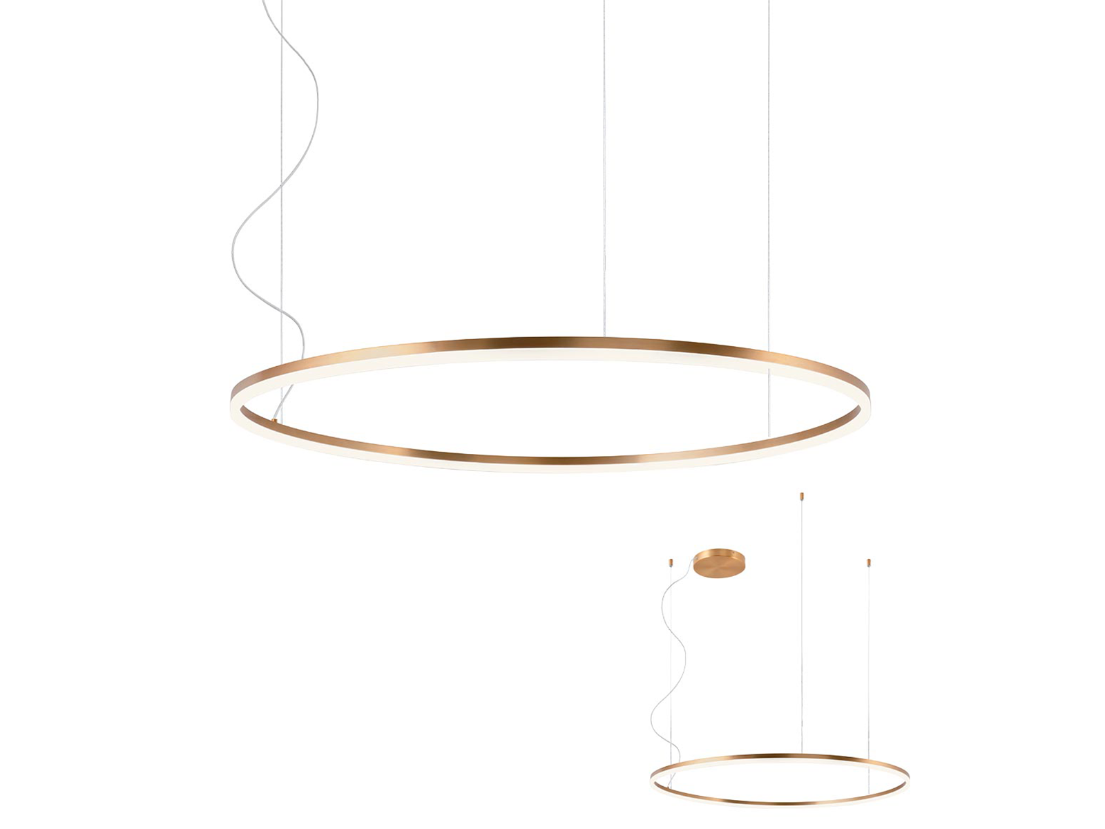 Závěsné LED stmívatelné svítidlo Orbit bronz, 68W, 3000K, ø100cm