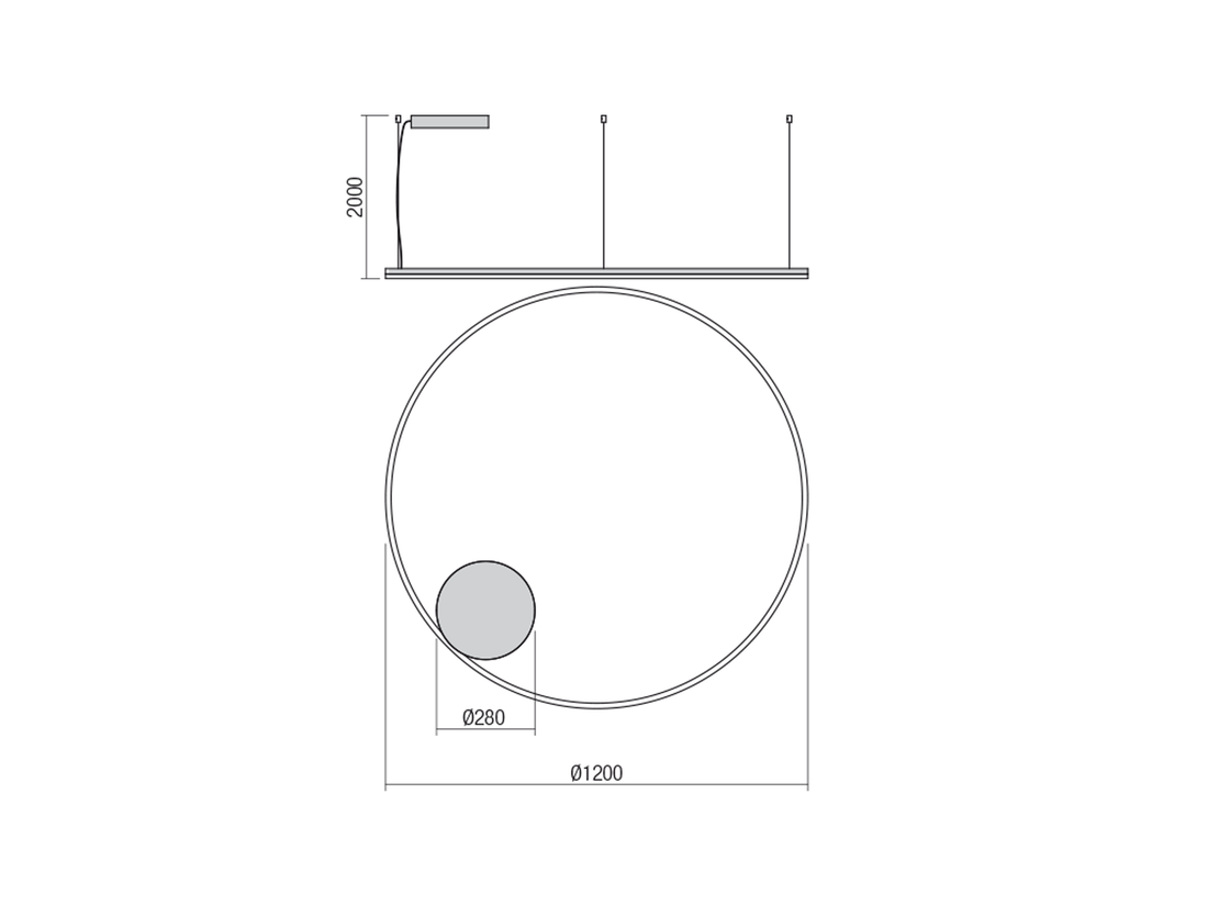 Závěsné LED stmívatelné svítidlo Orbit pískově bílá, 76W, 3000K, ø120cm