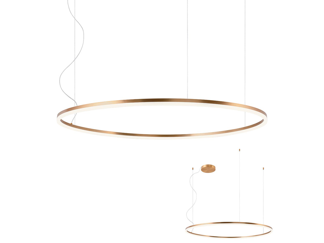 Závěsné LED stmívatelné svítidlo Orbit bronz, 76W, 3000K, ø120cm