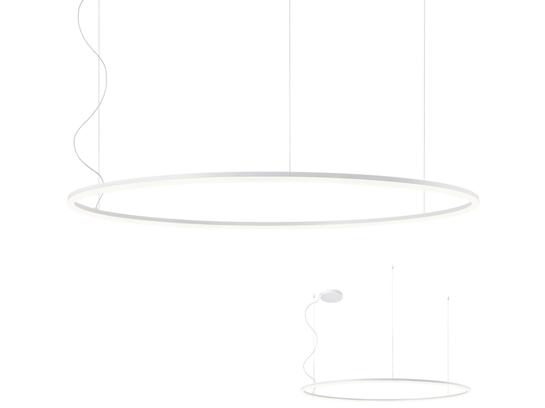 Závěsné LED stmívatelné svítidlo Orbit pískově bílá, 110W, 3000K, ø150cm