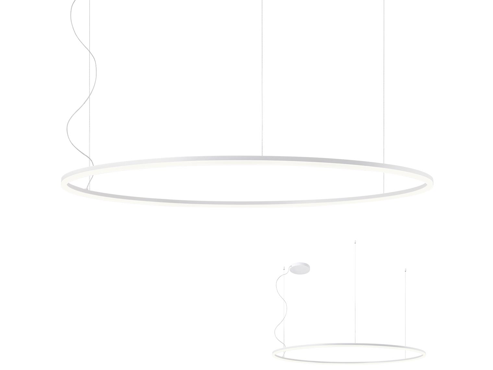 Závěsné LED stmívatelné svítidlo Orbit pískově bílá, 110W, 4000K, ø150cm