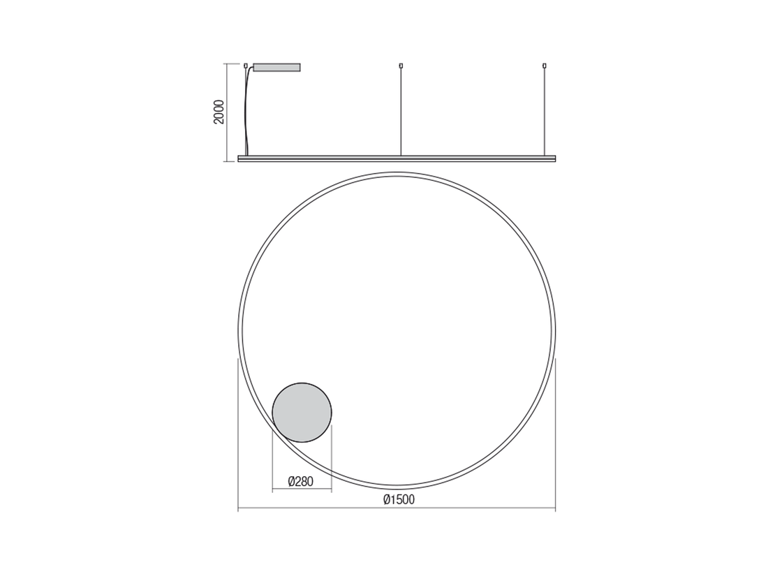 Závěsné LED stmívatelné svítidlo Orbit bronz, 110W, 3000K, ø150cm