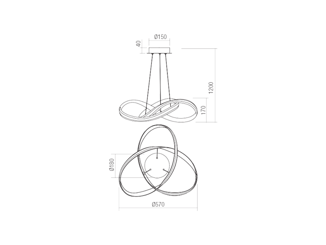 Závěsné LED stmívatelné svítidlo Nucleo bronz, 37W, 3000K, ø57cm