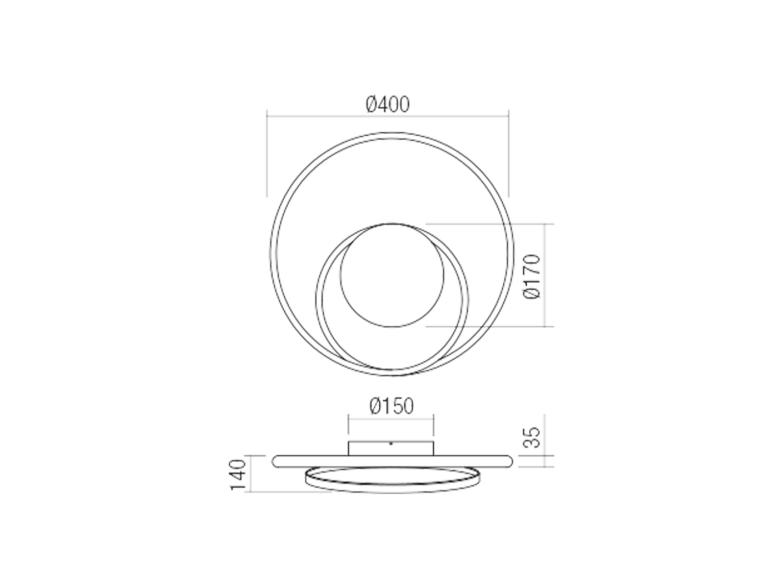 Nástěnné/Stropní LED stmívatelné svítidlo Torsion matně bílé, 27W, 4000K, ø40cm