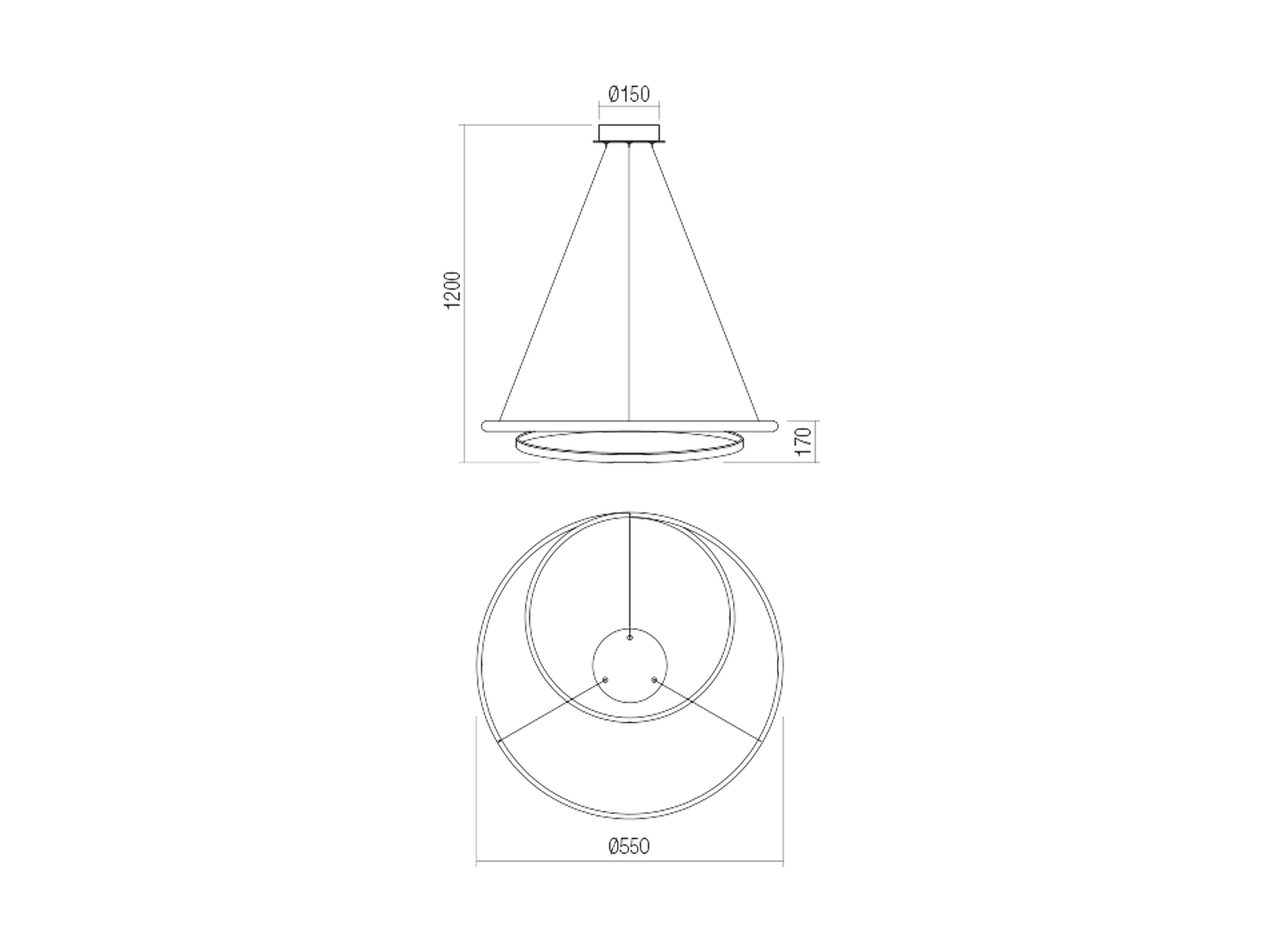 Závěsné LED stmívatelné svítidlo Torsion bronz, 29W, 3000K, ø55cm