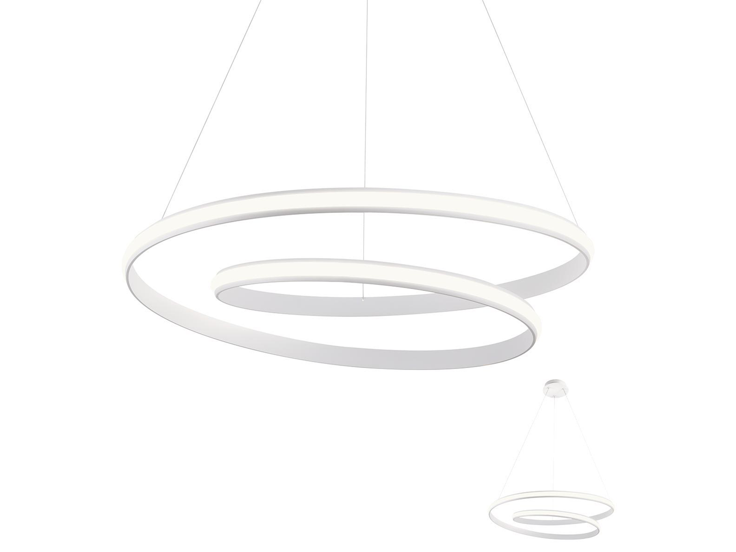 Závěsné LED stmívatelné svítidlo Torsion matně bílé, 35W, 3000K, ø74cm