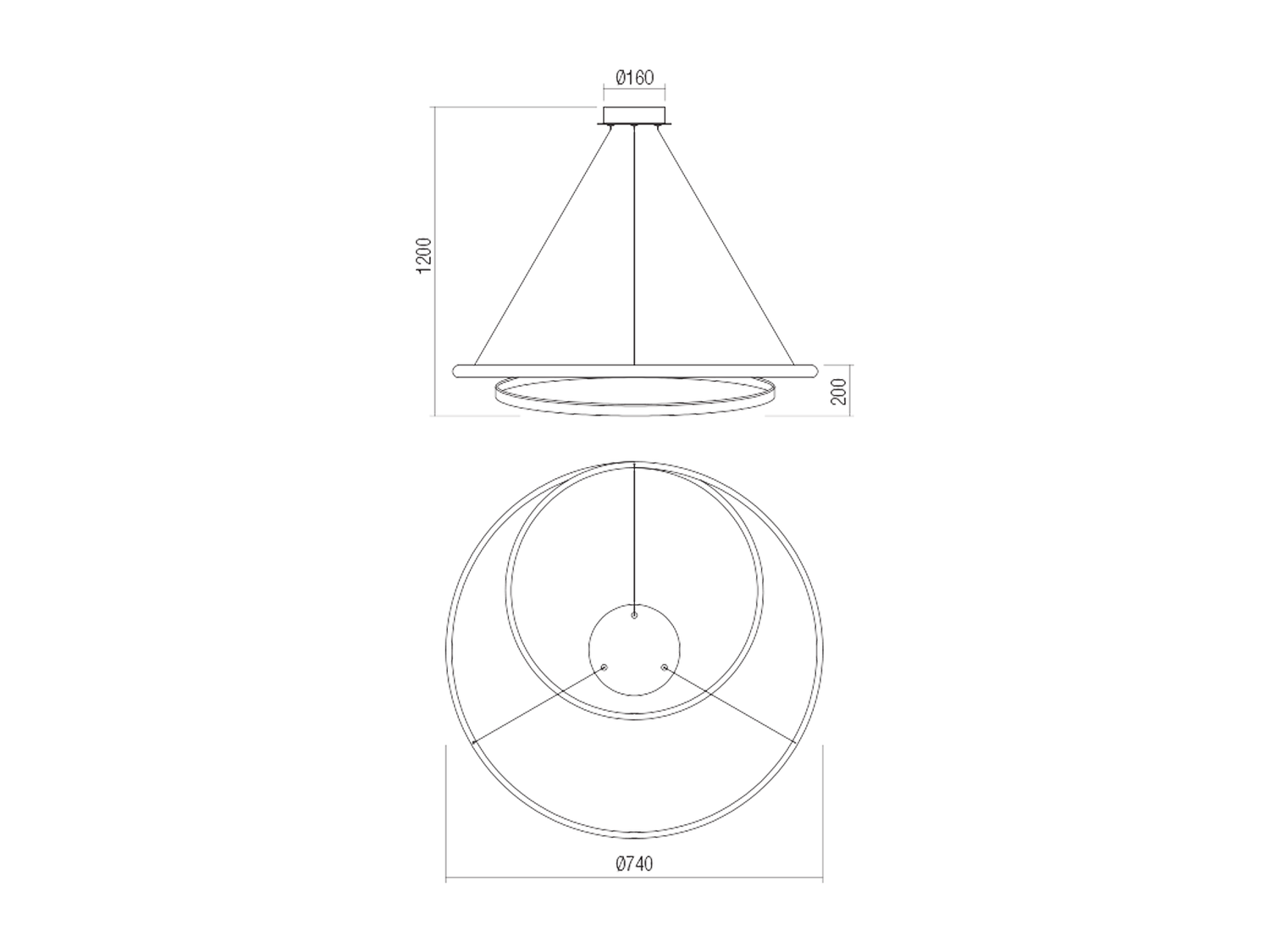 Závěsné LED stmívatelné svítidlo Torsion bronz, 35W, 3000K, ø74cm