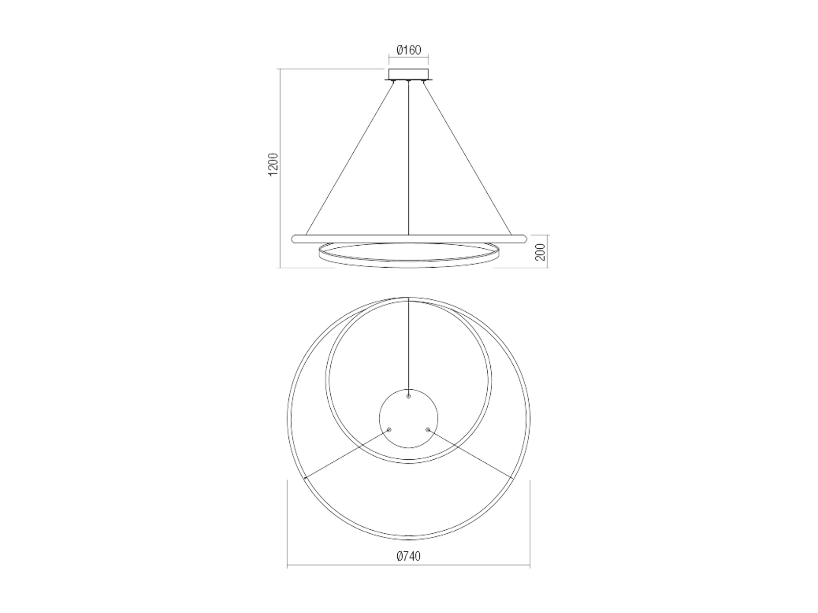 Závěsné LED stmívatelné svítidlo Torsion bronz, 35W, 3000K, ø74cm