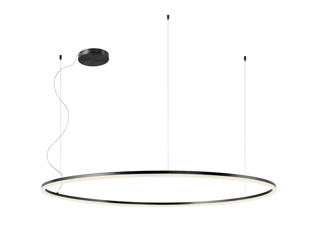 Závěsné LED stmívatelné svítidlo Orbit pískově černá, 110W, 3000K, ø150cm