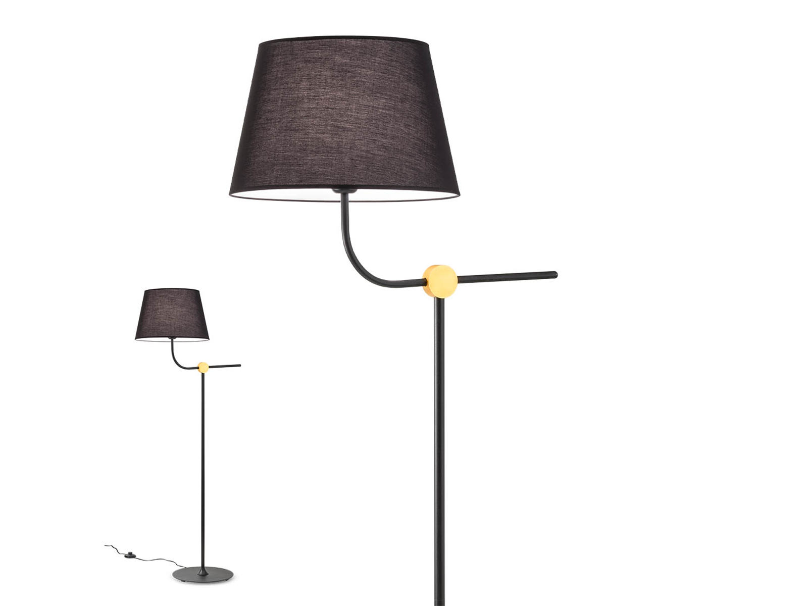 Stojací lampa Morris matně černá, E27, 150cm