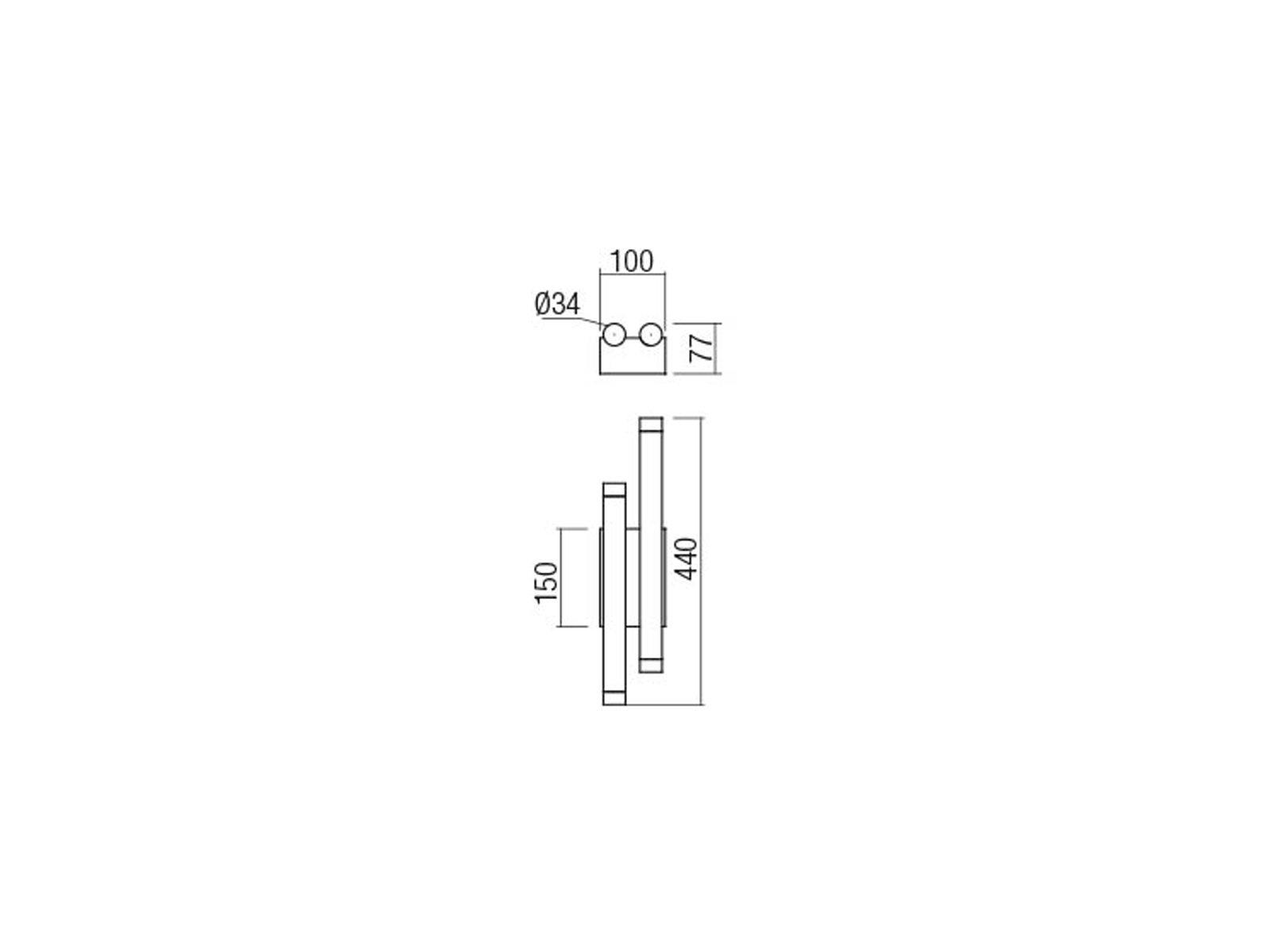 Nástěnné LED svítidlo Madison saténově černé 16W, 3000K, 44cm