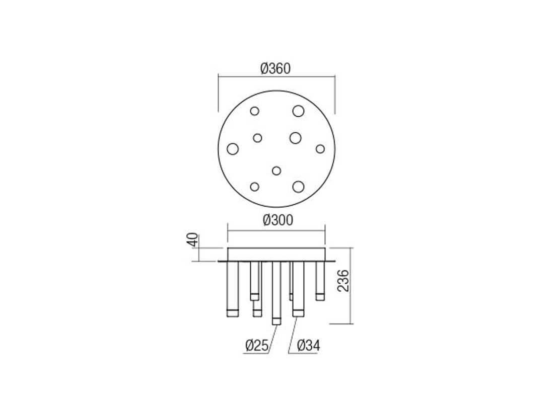 Stropní LED svítidlo Madison 9L, 35W, 3000K, ø36cm