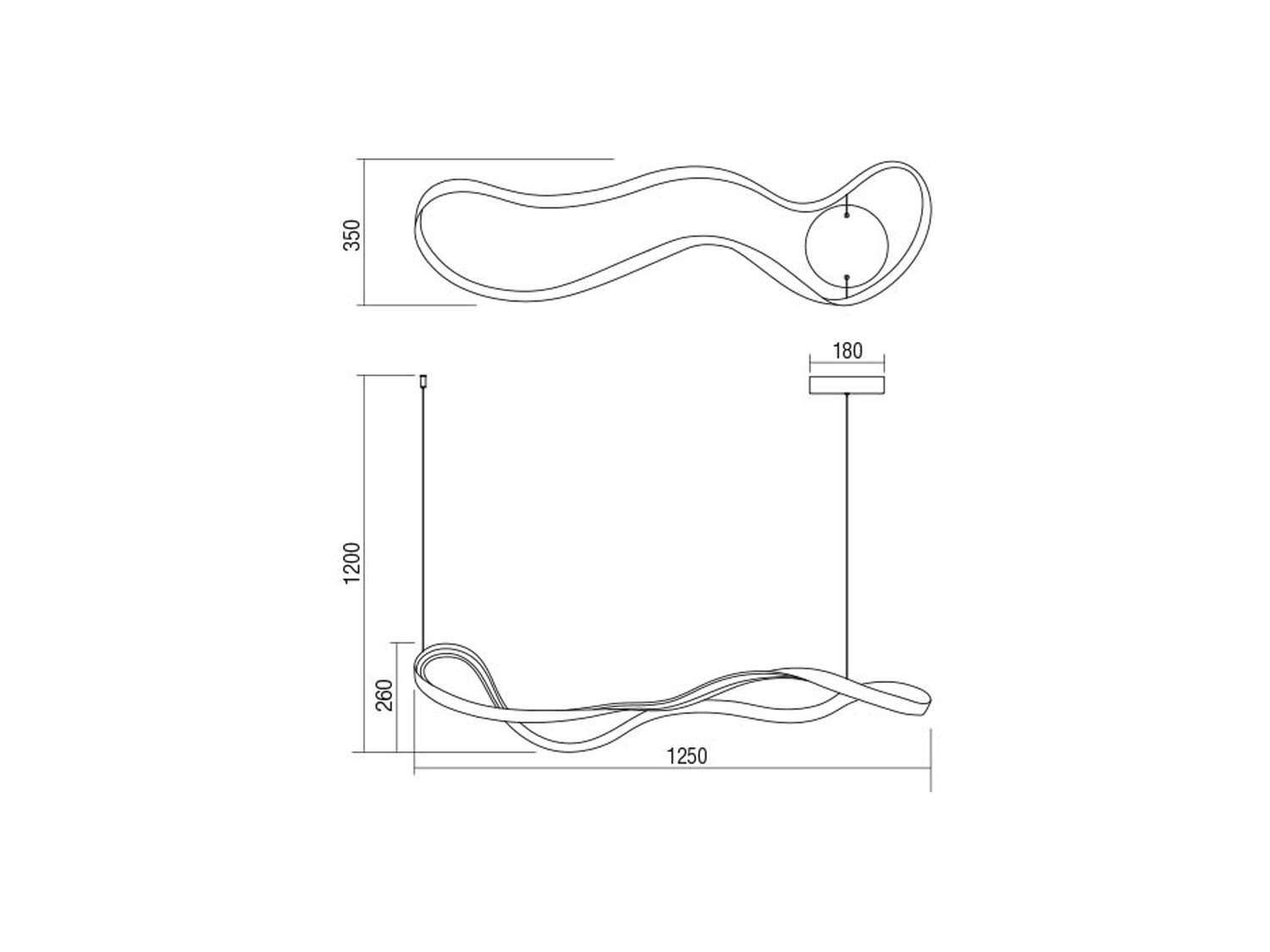 Závěsné LED stmívatelné svítidlo Nubo pískově černé, 43W, 4000K, 125cm