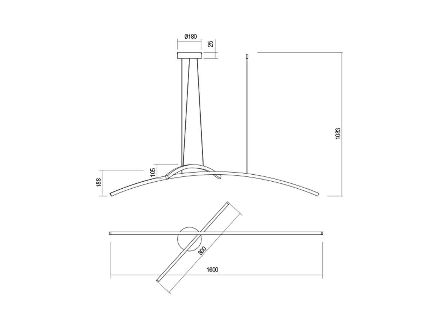 Závěsné LED svítidlo stmívatelné Katana matně bílé, 42W, 3000K, 160cm