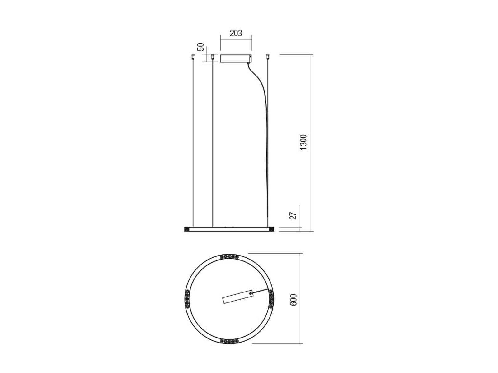 Závěsné LED svítidlo Union pískově bílá, 34W, 3000K, ø60cm