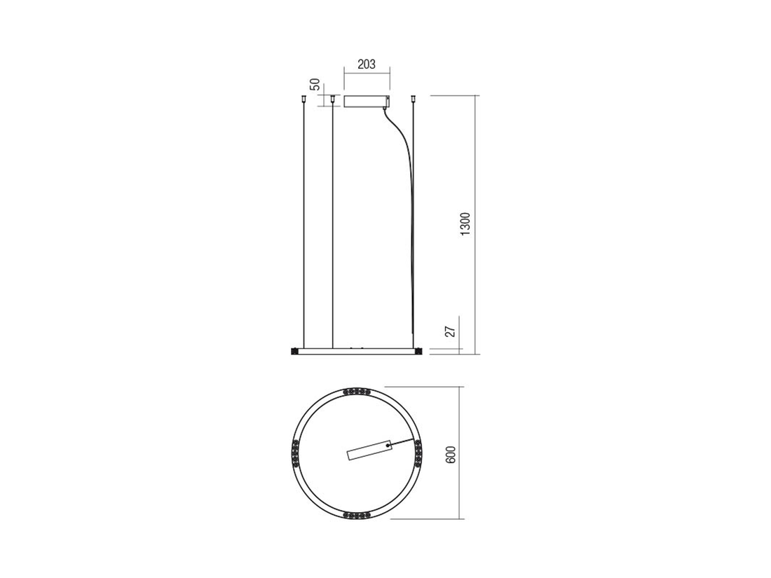 Závěsné LED svítidlo Union matně zlatá, 34W, 3000K, ø60cm