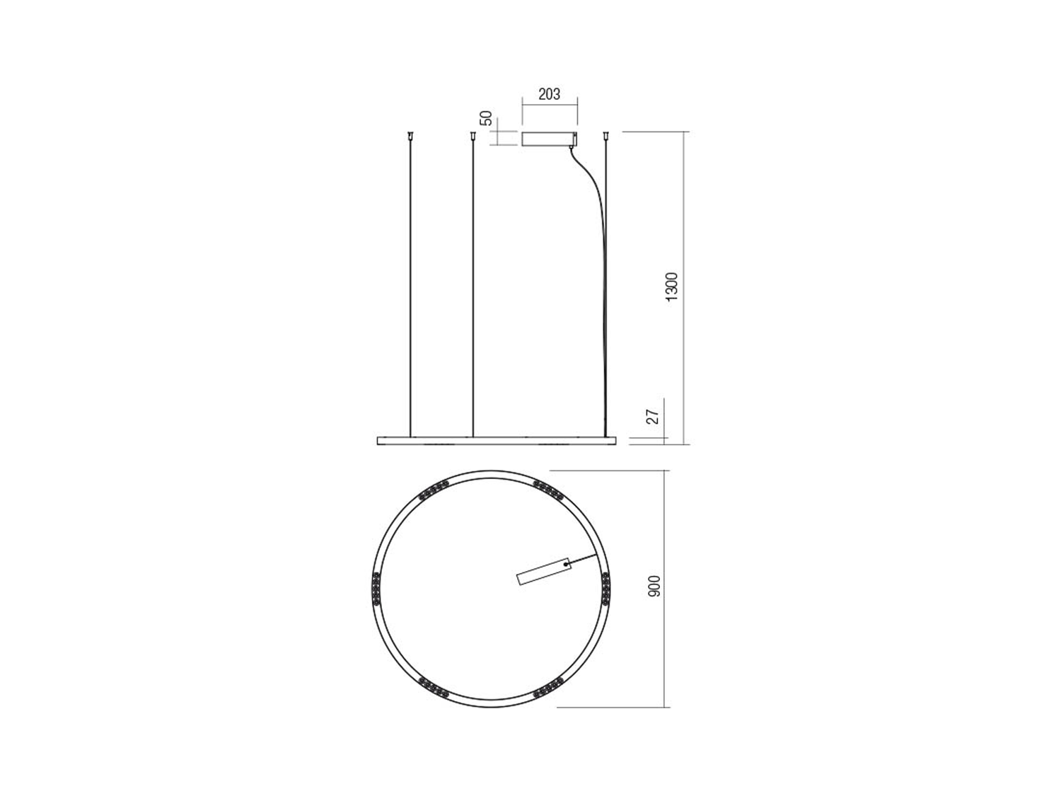 Závěsné LED svítidlo Union pískově bílá, 50W, 3000K, ø90cm