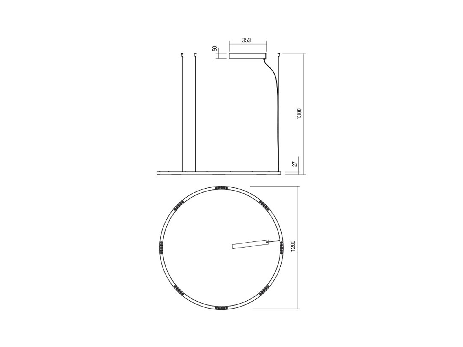 Závěsné LED svítidlo Union pískově bílá, 68W, 3000K, ø120cm