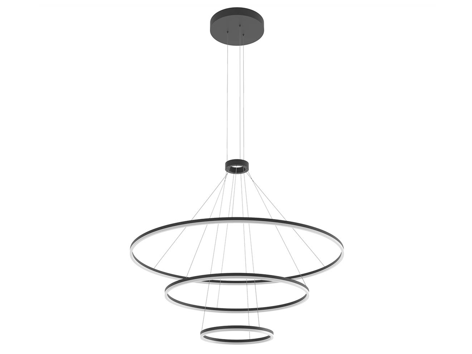 Závěsné LED stmívatelné svítidlo Orbit pískově černá, 151W, 3000K, ø120, ø80, ø40cm