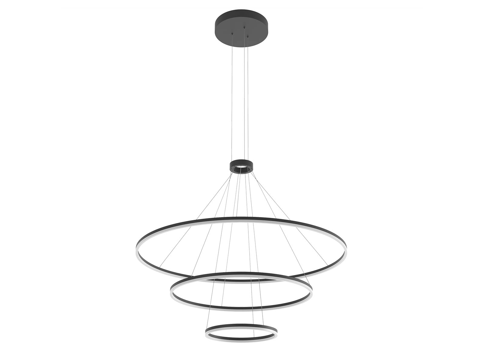 Závěsné LED stmívatelné svítidlo Orbit pískově černá, 186W, 3000K, ø150, ø100, ø60cm