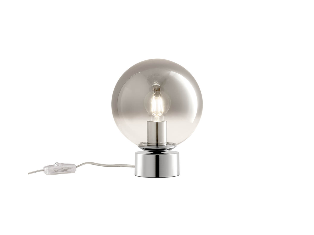 Stolní lampa Berry chrom/kouřové sklo, E27, ø20cm