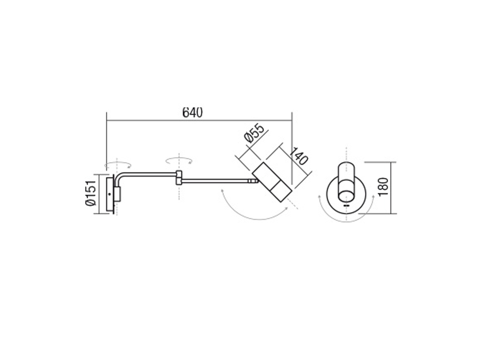 Nástěnná lampa Pivot bílá, GU10, 64cm