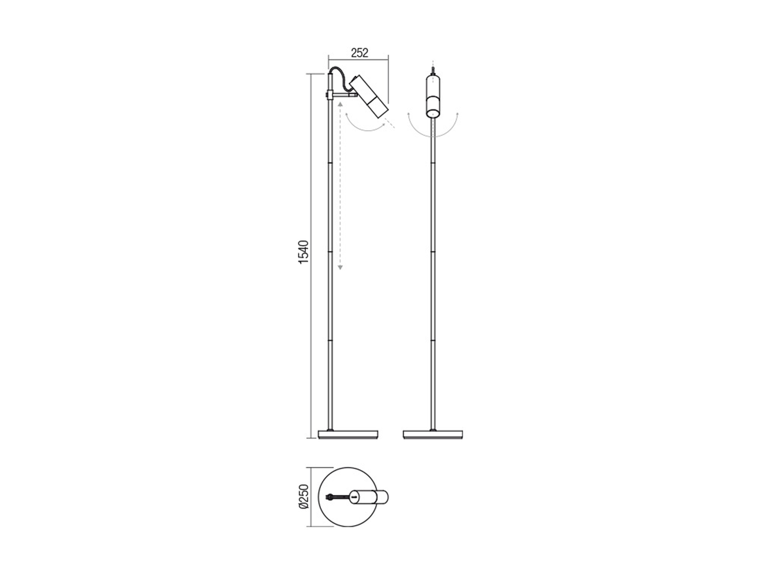 Stojací lampa Pivot bílá, GU10, 154cm