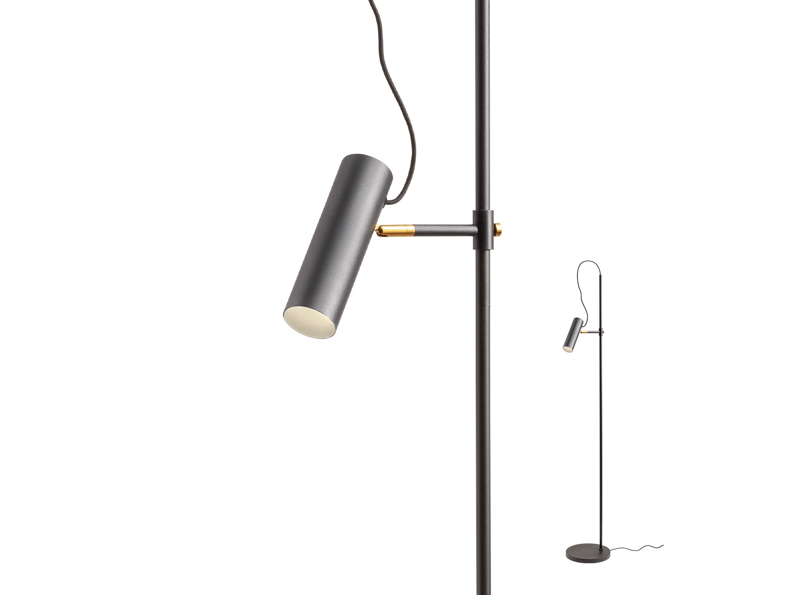 Stojací lampa Pivot černá, GU10, 154cm