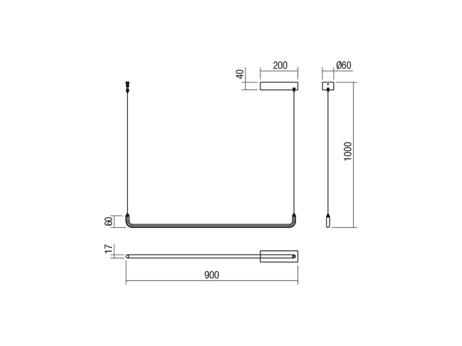 Závěsné LED svítidlo stmívatelné Balance matně černé, 25W, 3000K, 90cm