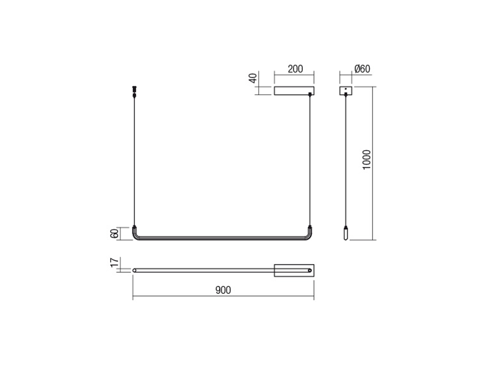 Závěsné LED svítidlo stmívatelné Balance matně černé, 25W, 3000K, 90cm