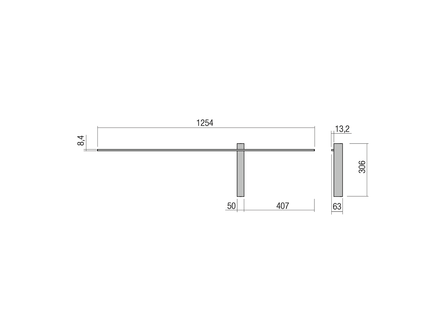 Nástěnné LED svítidlo Tangent pískově bílé, 14W, 3000K, 125cm