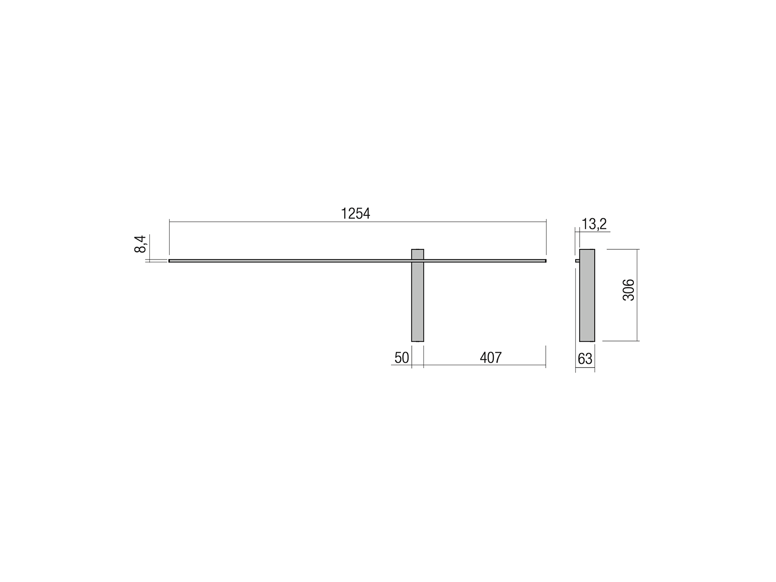 Nástěnné LED svítidlo Tangent pískově bílé, 14W, 3000K, 125cm