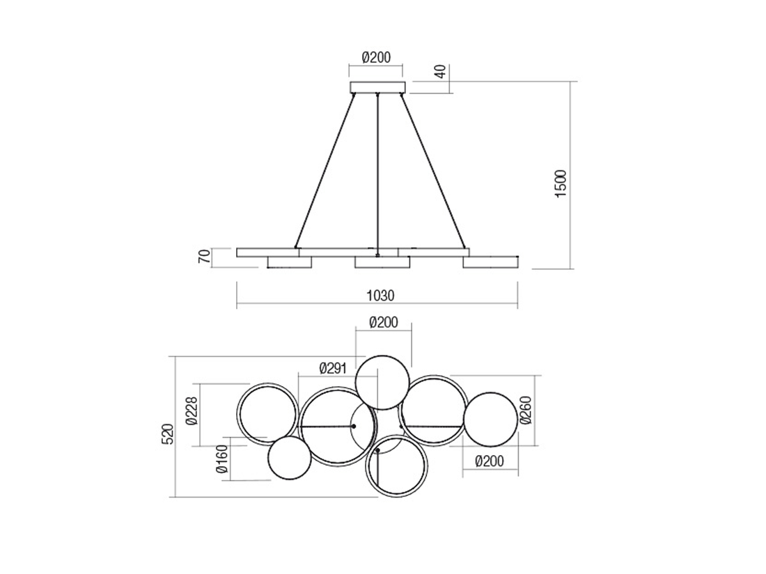 Závěsné LED stmívatelné svítidlo Cronos pískově bílá, 65W, 3000K, 103cm