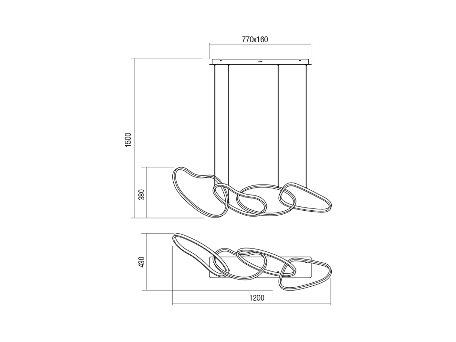 Závěsné LED stmívatelné svítidlo Bias pískově bílá, 87,4W, 3000K, 120cm