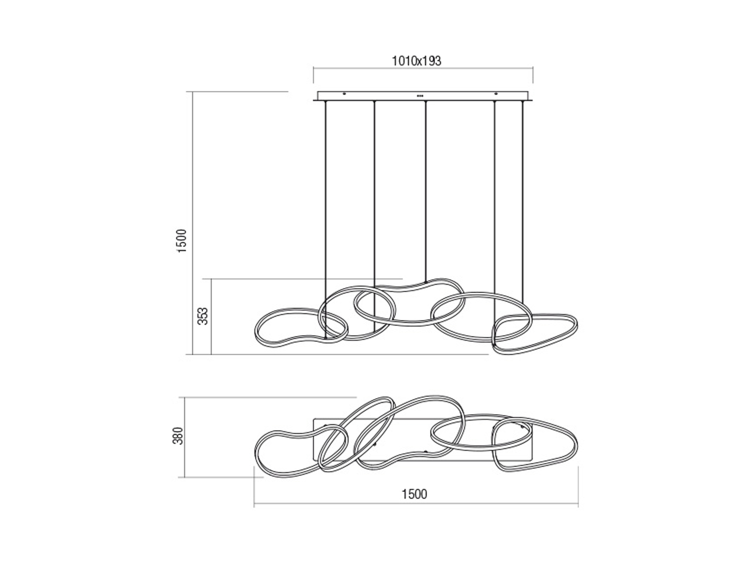 Závěsné LED stmívatelné svítidlo Bias pískově bílá, 108,6W, 3000K, 150cm