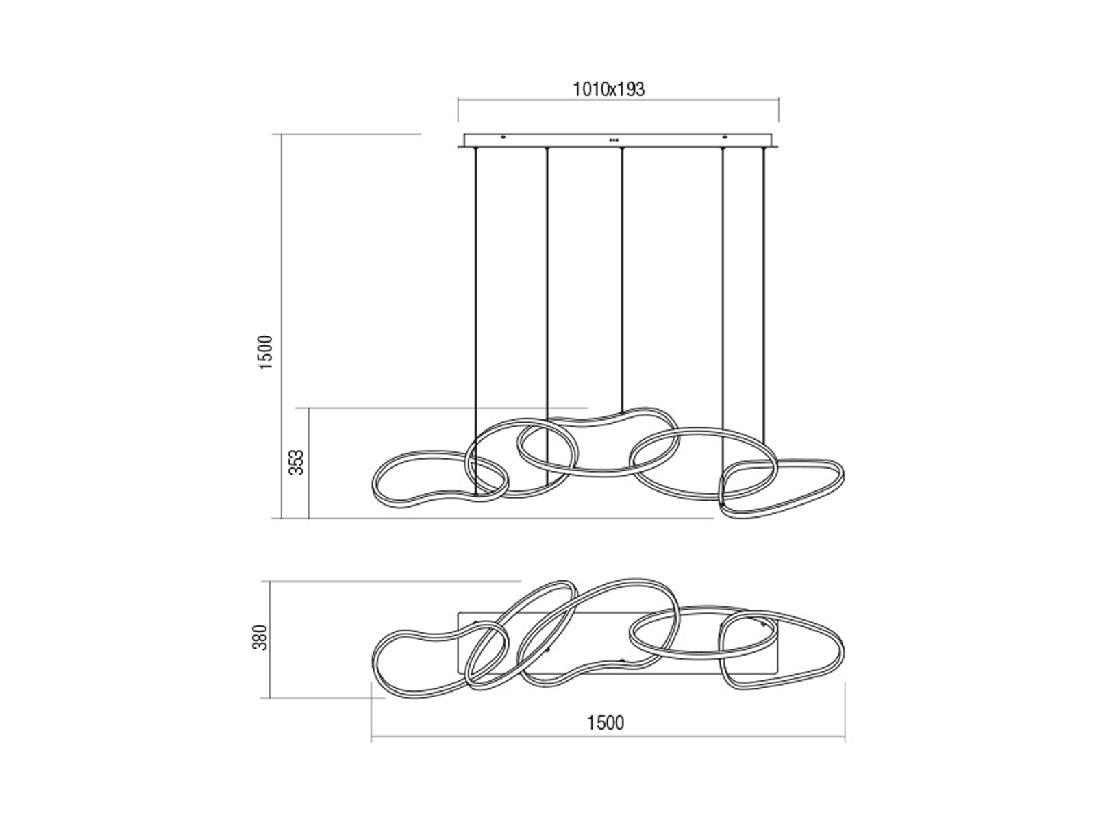 Závěsné LED stmívatelné svítidlo Bias pískově bílá, 108,6W, 3000K, 150cm