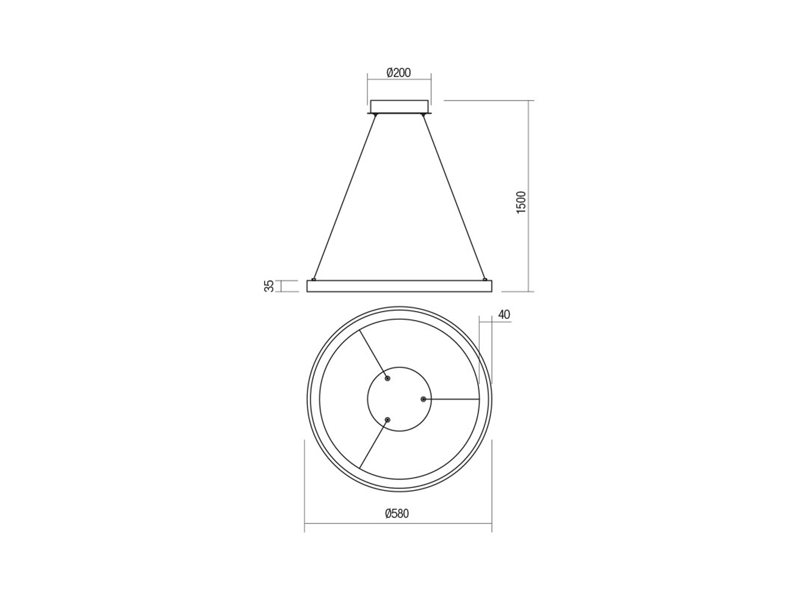 Závěsné LED svítidlo Iconic pískově černé, 50W, 3000K, ø58cm