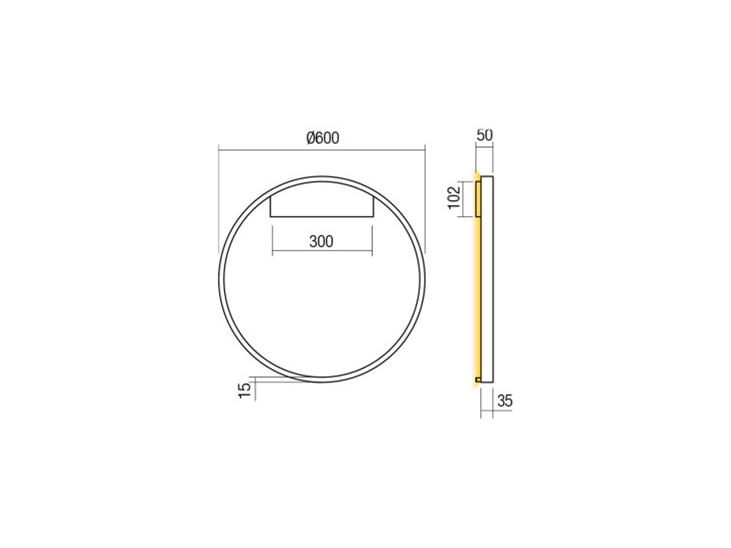 Nástěnné LED svítidlo Febe pískově černé, 37W, 4000K, ø60cm